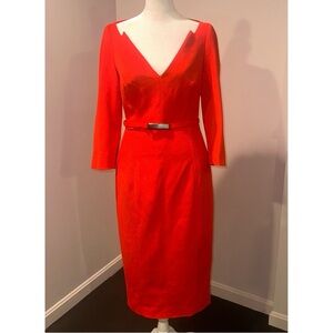Karen Millen Vibrant Orange Red Dress